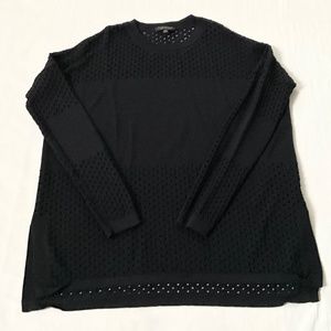 NWOT TOPSHOP Perforated Knit Jersey Sweater Top Size 4 Black